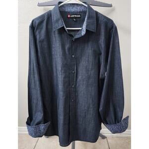Airwalk LS Shirt Button-up Flip Cuff Cotton/polyester Blend Dark Blue Size Large